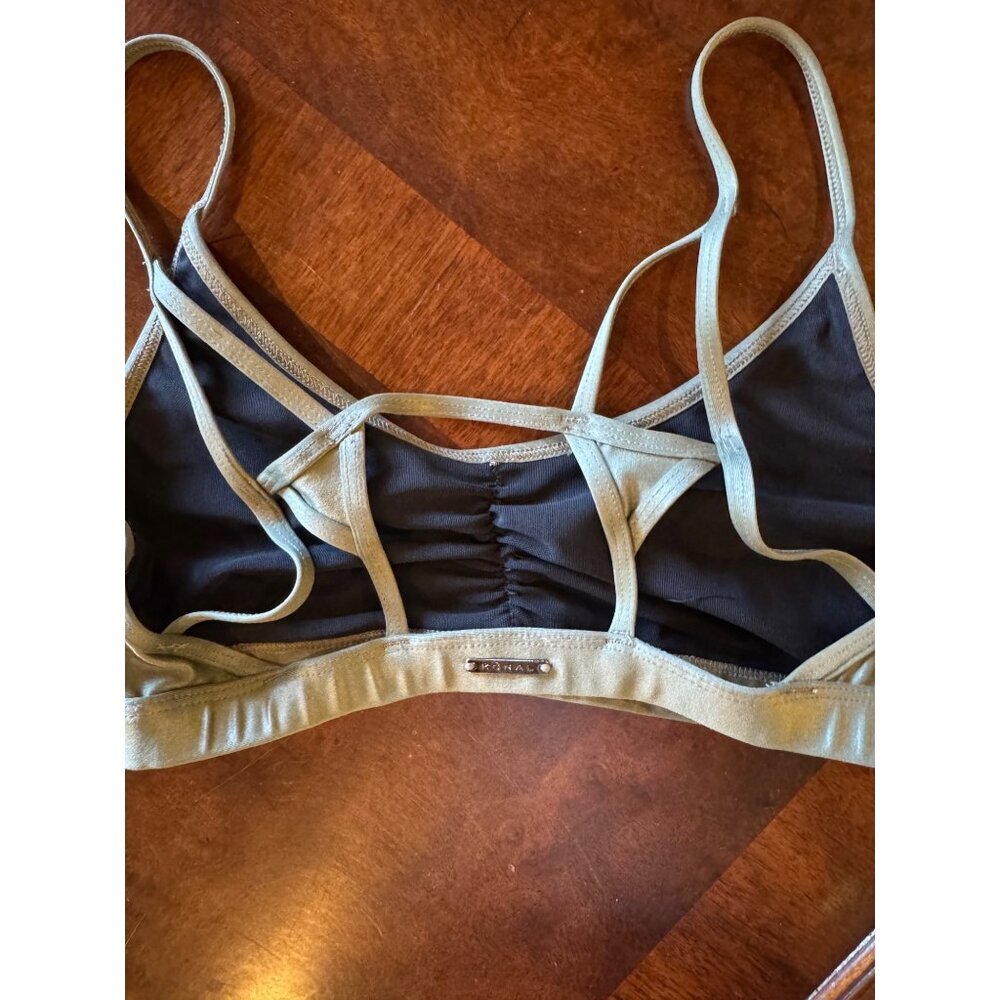 Koral Sports Bra Women Small Olive Green Element Shimmer Strappy Yoga Athletic - Picture 8 of 8